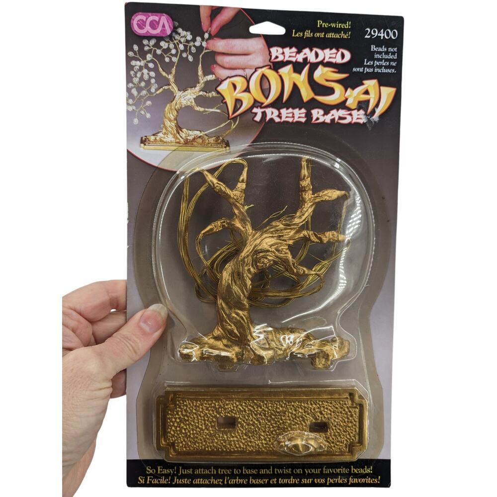 NWT Deadstock Retro Vintage 80's Metallic Gold BEADED BONSAI TREE BASE 29400 CCA